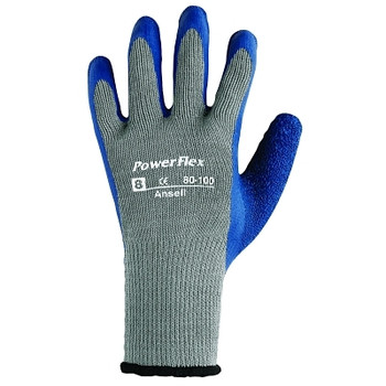 Ansell PowerFlex Gloves, Size 6, Blue/Gray (12 PR / DZ)