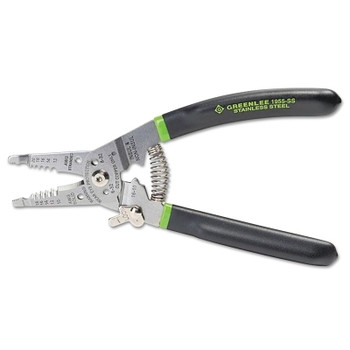 Greenlee Pro Stainless Wire Stripper/Cutter/Crimper, 10-20 AWG, 6-32/8-32 Bolts, Curved (6 EA / BX)
