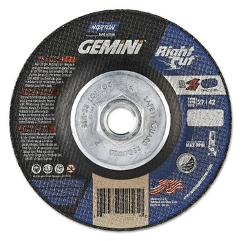 Norton Gemini RightCut Depressed Center Cut-Off Wheel, 7" Dia, .045" Thick, 5/8-11" (10 EA / PK)