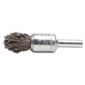 Weiler Crimped Wire End Brushes, Steel, 1/2 in, 0.02 in, 25000 rpm (10 EA / BX) Weiler Crimped Wire End Brushes, Steel, 1/2 in, 0.02 in, 25000 rpm (10 EA / BX)