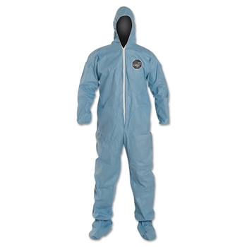 DuPont Tempro Coveralls with Attached Hood and Integrated Socks, Blue, Large (25 EA / CA)