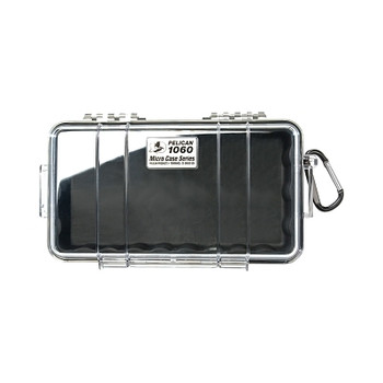 Pelican 1060 Micro Cases, 0.05cu ft, 8.25 in x 4.25 in x 2.25 in, Black/Clear (1 EA / EA)