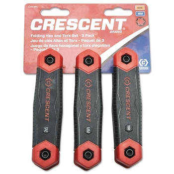 Crescent Folding Hex Key Sets, Hex/Torx Tip, Inch/Metric (1 ST / ST)