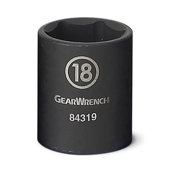 GEARWRENCH 6 Point Standard Impact Metric Sockets, 3/8 in Dr, 18 mm Opening (1 EA / EA)