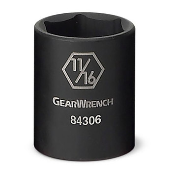 GEARWRENCH 6 Point Standard Impact SAE Sockets, 3/8 in Dr, 1/2 in Opening (1 EA / EA)
