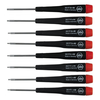 Wiha Tools Torx Precision Screwdriver Sets, 8 Pc., Black/Red (1 ST / ST)