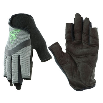 West Chester Extreme Work 5 Dex Fingerless Gloves, Synthetic Leather, Large, Black/Gray (1 PR / PR)