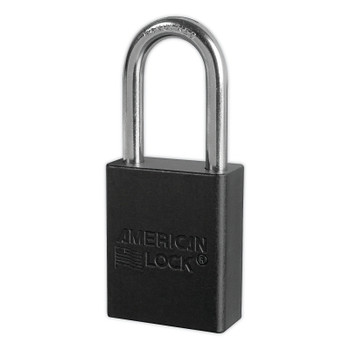 Master Lock Anodized Aluminum Safety Padlocks, 1/4 in D, 1 1/2 in L x 3/4 in W, Black (6 EA / BX)