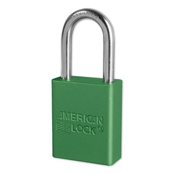 Master Lock Anodized Aluminum Safety Padlocks, 1/4 in D, 1 1/2 in L x 3/4 in W, Green (6 EA / BX)