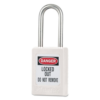 Master Lock Zenex Thermoplastic Safety Padlocks, 3/16 in Dia, 5/8 in Width, White (1 EA / EA)