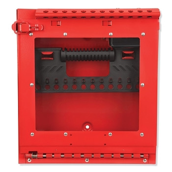 Master Lock Red Steel Group Lockout Box, Max Number of Padlocks: 12, 13-11/16 in x 12-1/8 in (1 EA / EA)