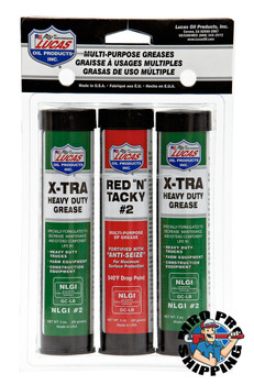 Lucas Oil 3fl oz.Grease Combo Pack (2) X-tra HD, (1) Red N Tacky, 3 oz net (10 BTL / CS)