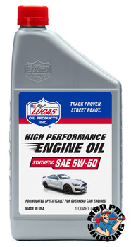 Lucas Oil Synthetic SAE 5W-50 Racing Motor Oil, 1 Quart (6 BTL / CS)