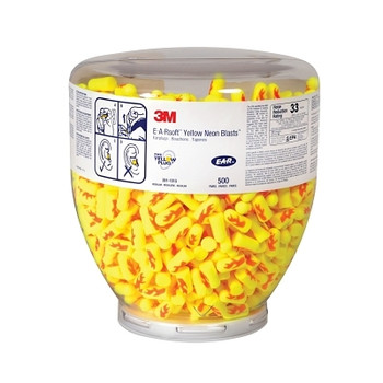 3M Personal Safety Division E-A-Rsoft Yellow Neons Foam Earplug, Polyurethane, Uncorded, Clear Bottle (500 PR / BO)