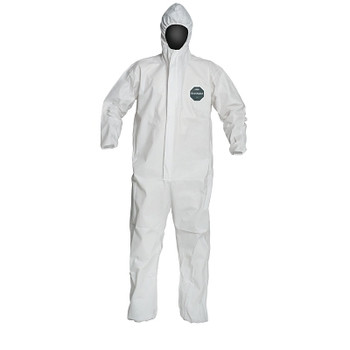 DuPont ProShield 50 Hooded Coveralls with Elastic Wrists/Ankles, White, Large (25 EA / CA)