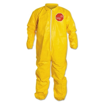 DuPont Tychem 2000 Coverall, Serged Seams, Collar, Elastic Wrists and Ankles, Zipper Front, Storm Flap, Yellow, X-Large (12 EA / CS)