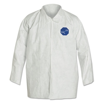 DuPont Tyvek 400 Front Snap Shirt with Collar and Open Wrists, Flashspun, White, Medium (50 EA / CA)