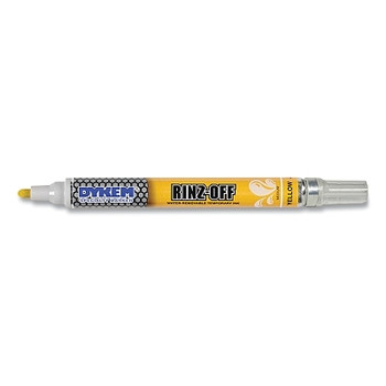 DYKEM RINZ OFF Water Removable Temporary Marker, Yellow, Medium Tip (12 EA / BX)