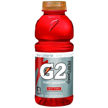 Gatorade G2 Low Calorie Thirst Quencher, 20 oz, Wide Mouth Bottle, Fruit Punch (24 BO / CA)