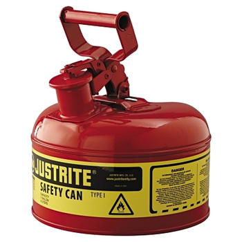 Justrite Type I Steel Safety Can, Flammables, 1 gal, Red (1 EA / EA)