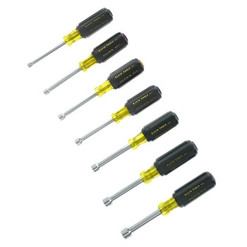 Klein Tools 7 Pc Cushion-Grip Nut Driver Set, 3/16 in, 1/4 in, 5/16 in, 11/32 in, 3/8 in, 7/16 in, 1/2 in (1 SET / SET)