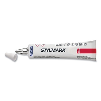 Markal STYLMARK Tube Marker, White, 1/8 in Tip, Steel Ball, 2 oz (1 MKR / MKR)