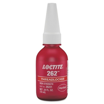 Loctite 262 Threadlocker, Medium to High Strength, 10 mL, Up to 3/4 in Thread, Red (1 BO / BO)