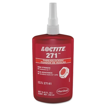 Loctite 271 Threadlocker, High Strength, 250 mL, Up to 1 in Thread, Red (1 BTL / BTL)