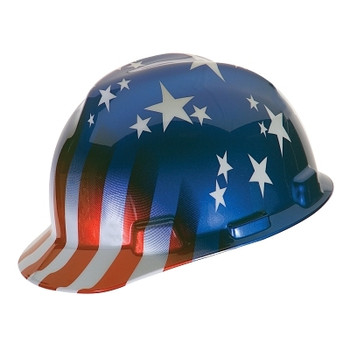 MSA Freedom Series V-Gard Helmet, Fas-Trac Ratchet, Cap, American Stars & Stripes (1 EA / EA)