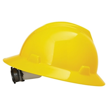 MSA V-Gard Protective Hats, Fas-Trac Ratchet, Hat, Yellow (1 EA / EA)