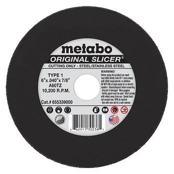 Metabo Original Slicer Cutting Wheel, Type 1, 6 in dia, 0.045 in Thick, 60 Grit, Aluminum Oxide (1 EA / EA)