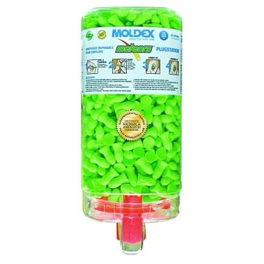 Moldex PlugStation Earplug Dispenser, Disposable Plastic Bottle, Foam Earplugs, Bright Green, Meteors (1 DI / DI)