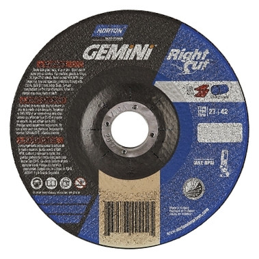 Norton Gemini RightCut Cut-Off Wheel,  4-1/2 in dia, 0.045 Thick, 7/8 in Arbor, Type 1, 36 Grit, Aluminum Oxide (25 EA / BOX)