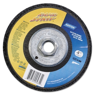 Norton Bear-Tex Rapid Strip Depressed Center Wheel, Silicon Carbide, 4-1/2 in dia, 5/8  in Arbor, 36/50 Grit (10 EA / BOX)