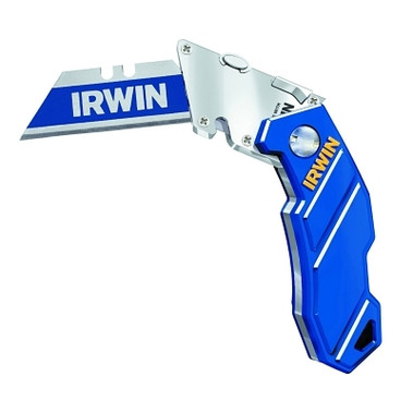 Irwin Folding Lockback Utility Knife, 5-3/4 in Length, Stainless Steel/Aluminum, Blue (1 EA / EA)