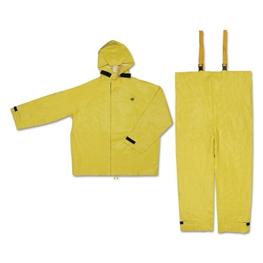 MCR Safety Hydroblast Suit Jacket with Attached Hoods and Bib Pants, 0.35 mm, Neoprene/Nylon, Yellow, Large (1 EA / EA)