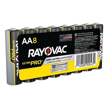 RAYOVAC Ultra Pro Alkaline Battery, 1.5V, AA, Shrink Pack, 8/PK (8 EA / PK)