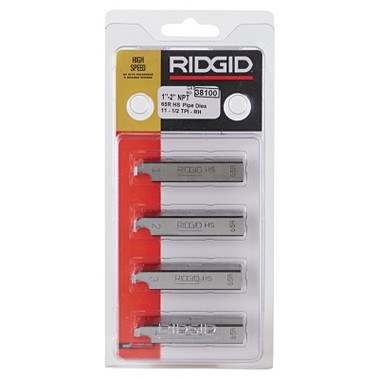 Ridgid Manual Receding Threader Pipe Dies, 1 in thru 2 in-11-1/2 NPT, High Speed, For Models 65R-C/65R-TC Ratchet Threaders (1 SET / SET)