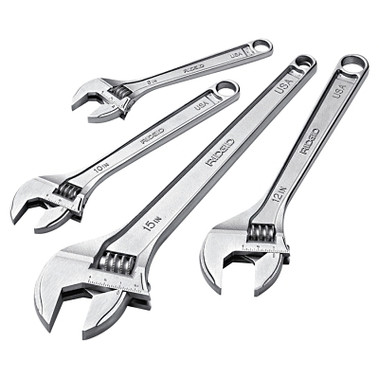 Ridgid Adjustable Wrenches, 10 in Long, 1 1/8 in Opening, Cobalt Plated (1 EA / EA)