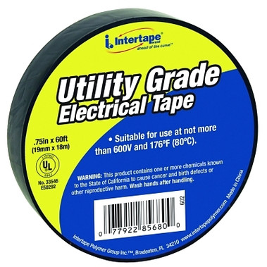 Intertape Polymer Group General Purpose Vinyl Electrical Tape, 60 ft x 3/4 in, Black (1 RL / RL)