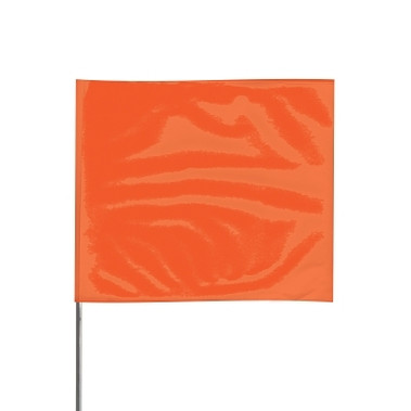 Presco Stake Flags, 4 in x 5 in, 24 in Height, PVC Film, Orange Glo (100 EA / BDL)