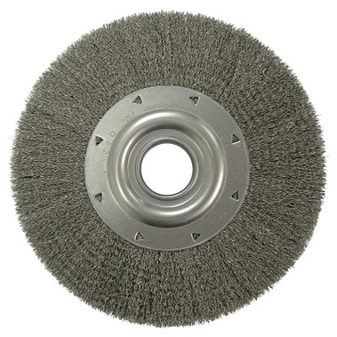 Weiler Wide-Face Crimped Wire Wheel, 12 in Dia. x 2 in W, 0.014 in Steel, 3,000 rpm (1 EA / EA)