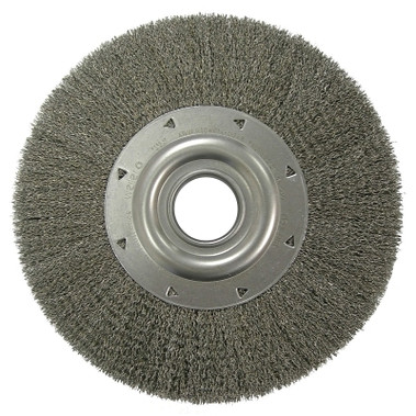 Weiler Wide-Face Crimped Wire Wheel, 12" Dia. x 2" W, 0.014 Stainless Steel, 3,000 rpm (1 EA / EA)