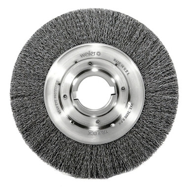 Weiler Medium-Face Crimped Wire Wheel, 10 in dia x 1-1/8 in W Face, 0.0118 in Stainless Steel Wire, 3600 RPM (1 EA / EA)