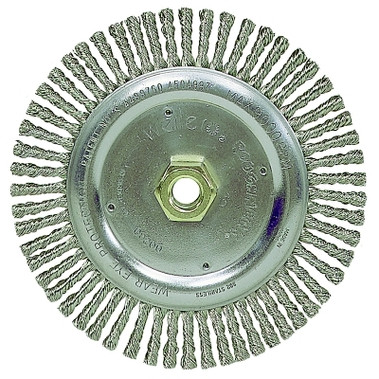 Weiler Roughneck Stringer Bead Wheel, 7 in dia  x 3/16 in W Face, 0.020 in Stainless Steel Wire, 9000 RPM (1 EA / EA)