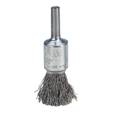 Weiler Crimped Wire Solid End Brushes, Stainless Steel, 25,000 rpm, 1/2" x 0.02" (1 EA / EA)