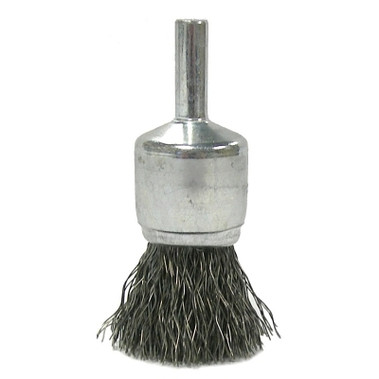 Weiler Crimped Wire Solid End Brush, Stainless Steel, 22,000 RPM, 3/4 in x 0.006 in (1 EA / EA)
