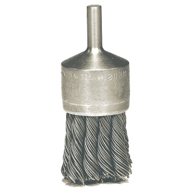 Weiler Knot Wire End Brush, Stainless Steel, 1-1/8 in dia x 0.020 in Wire, 22000 RPM, 1 EA/EA (1 EA / EA)