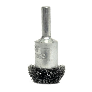 Weiler Stem-Mounted Circular Flared End Brush, Stainless, 16,000 RPM, 3 in x 0.008 in (1 EA / EA)