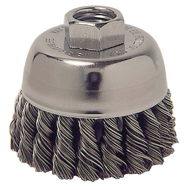Weiler Single Row Heavy-Duty Knot Wire Cup Brush, 2-3/4 dia, 0.014 Steel wire, Display Pack (1 EA / EA)